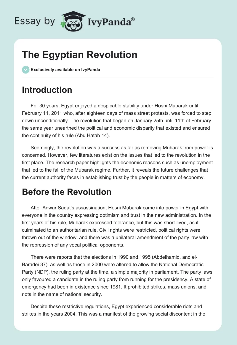 The Egyptian Revolution. Page 1