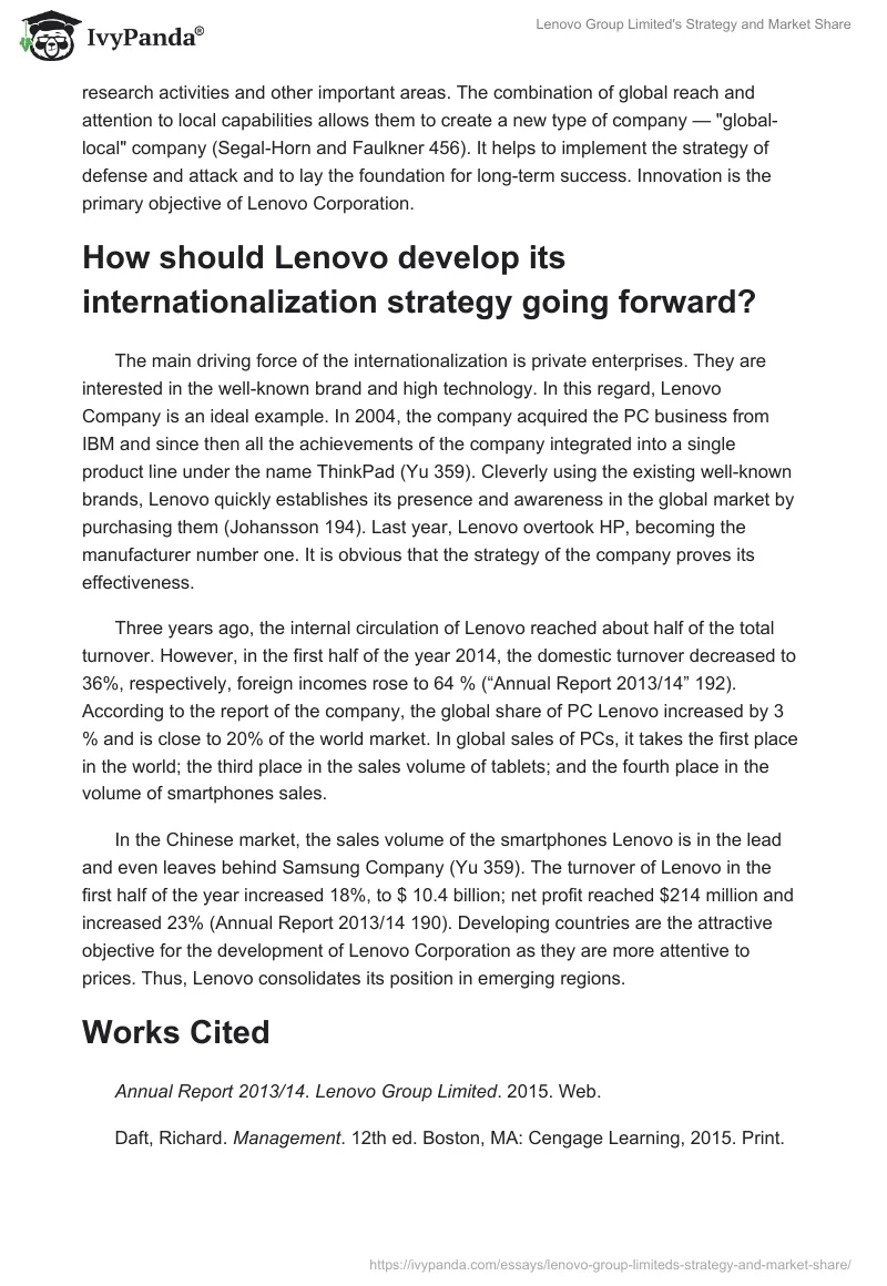 Lenovo Group Limited's Strategy and Market Share. Page 2