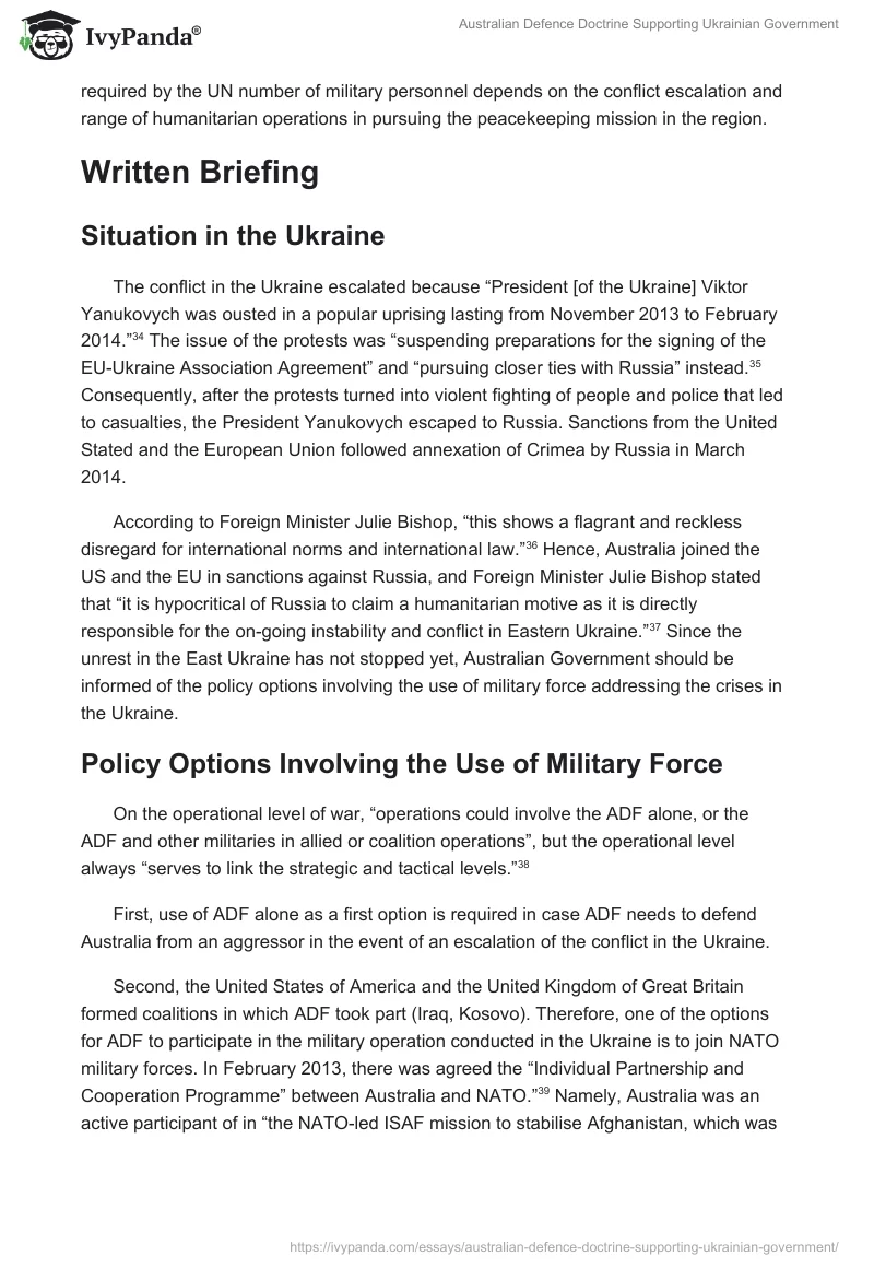 Australian Defence Doctrine Supporting Ukrainian Government. Page 5