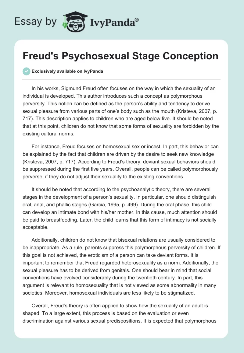 Freud's Psychosexual Stage Conception. Page 1