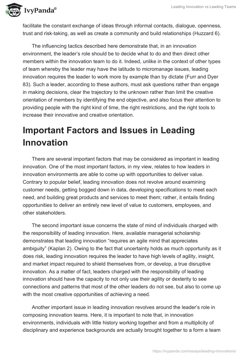 Leading Innovation vs Leading Teams. Page 3