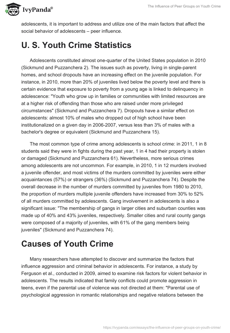 The Influence of Peer Groups on Youth Crime. Page 3