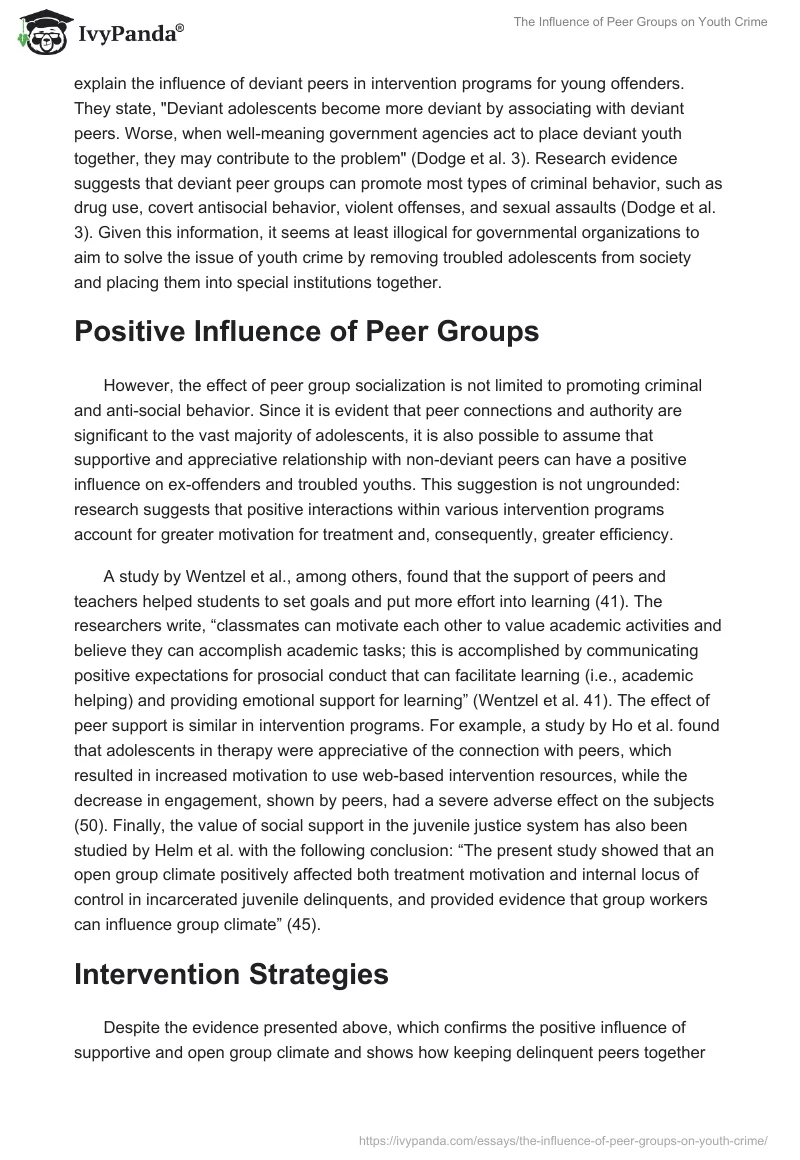 The Influence of Peer Groups on Youth Crime. Page 5