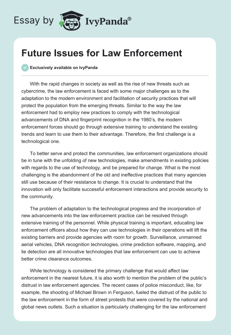 Future Issues for Law Enforcement. Page 1