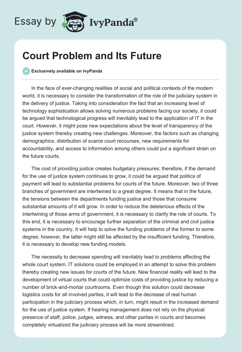 Court Problem and Its Future. Page 1