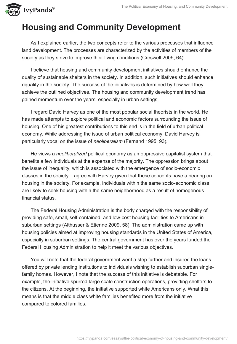 The Political Economy of Housing, and Community Development. Page 2