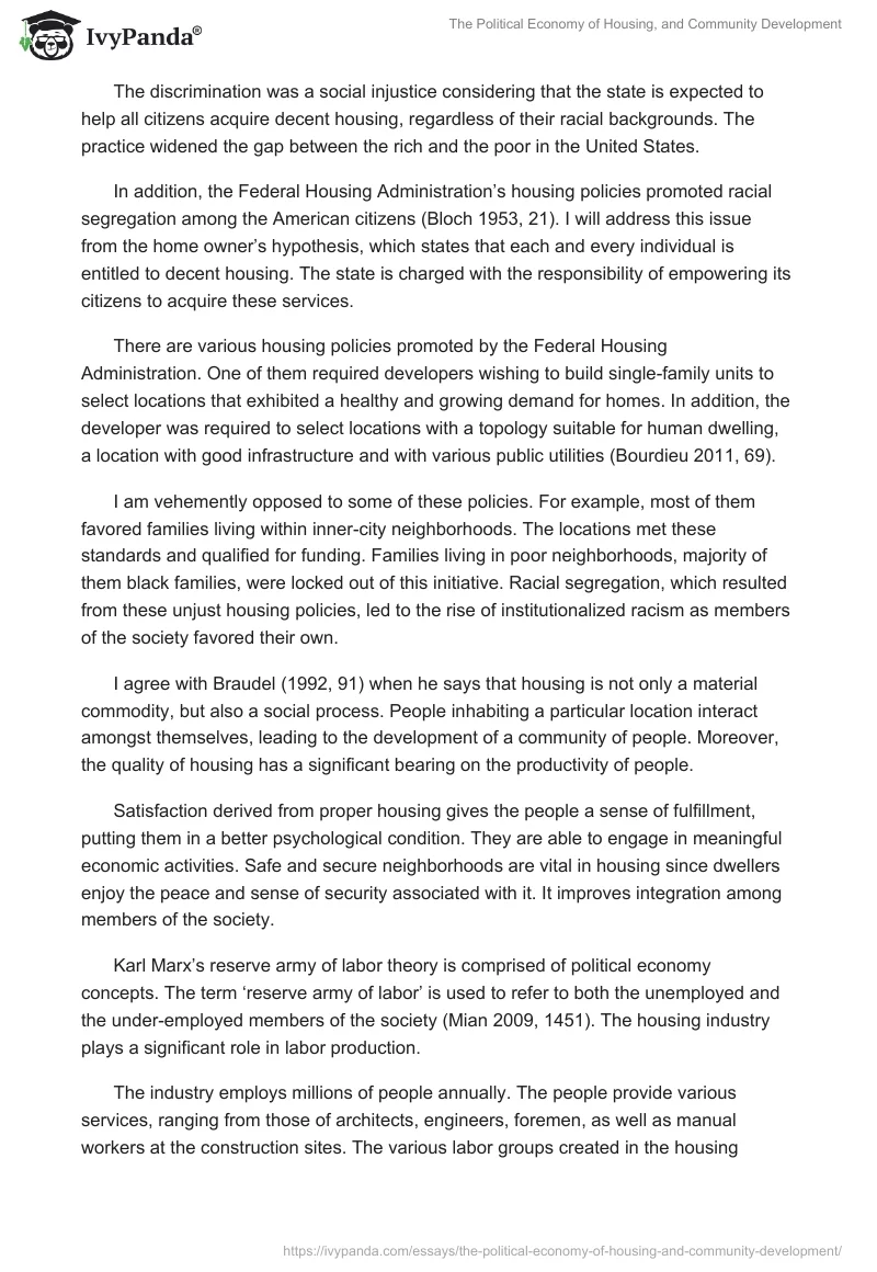 The Political Economy of Housing, and Community Development. Page 3