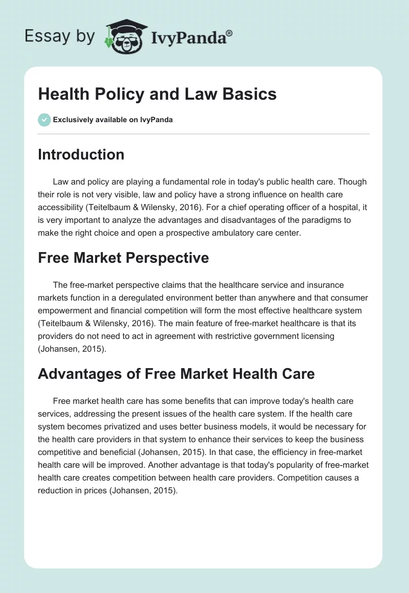 Health Policy and Law Basics. Page 1