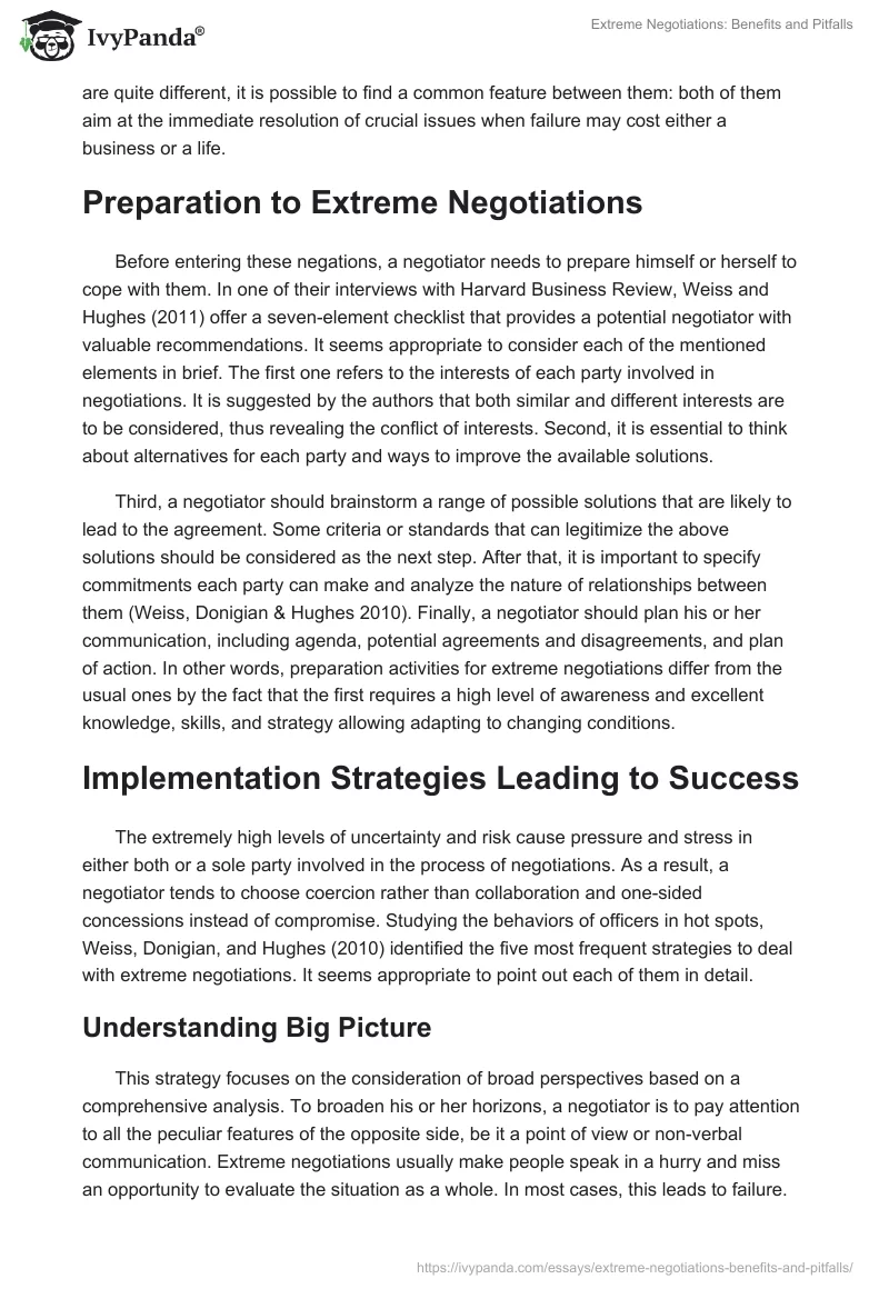 Extreme Negotiations: Benefits and Pitfalls. Page 3