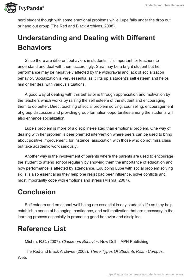 Students and Their Behaviors. Page 2