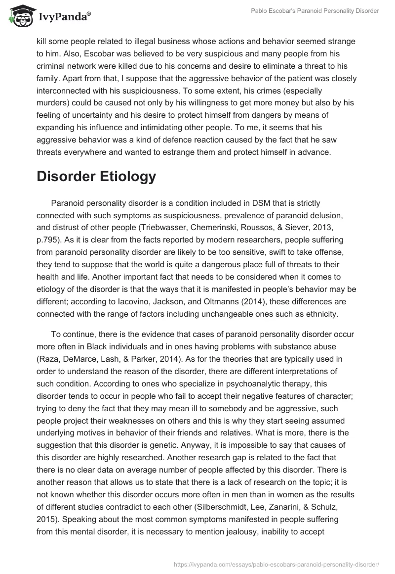 Pablo Escobar's Paranoid Personality Disorder. Page 4