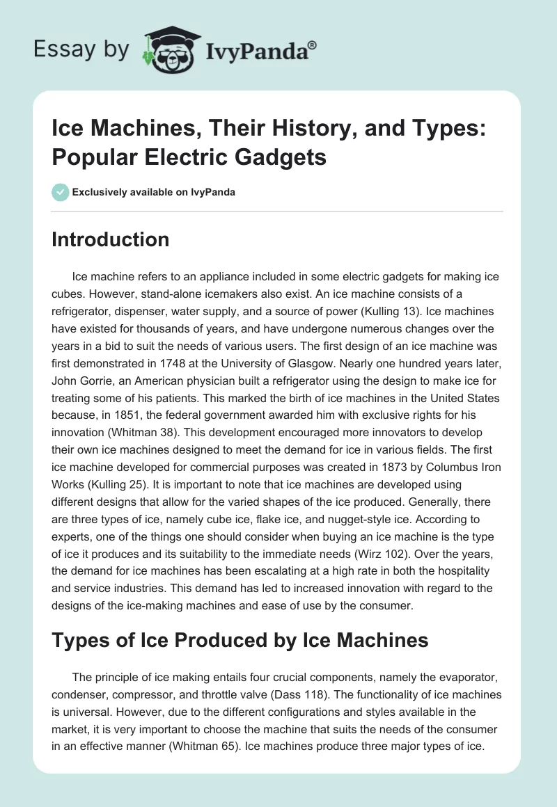 Ice Machines, Their History, and Types: Popular Electric Gadgets. Page 1