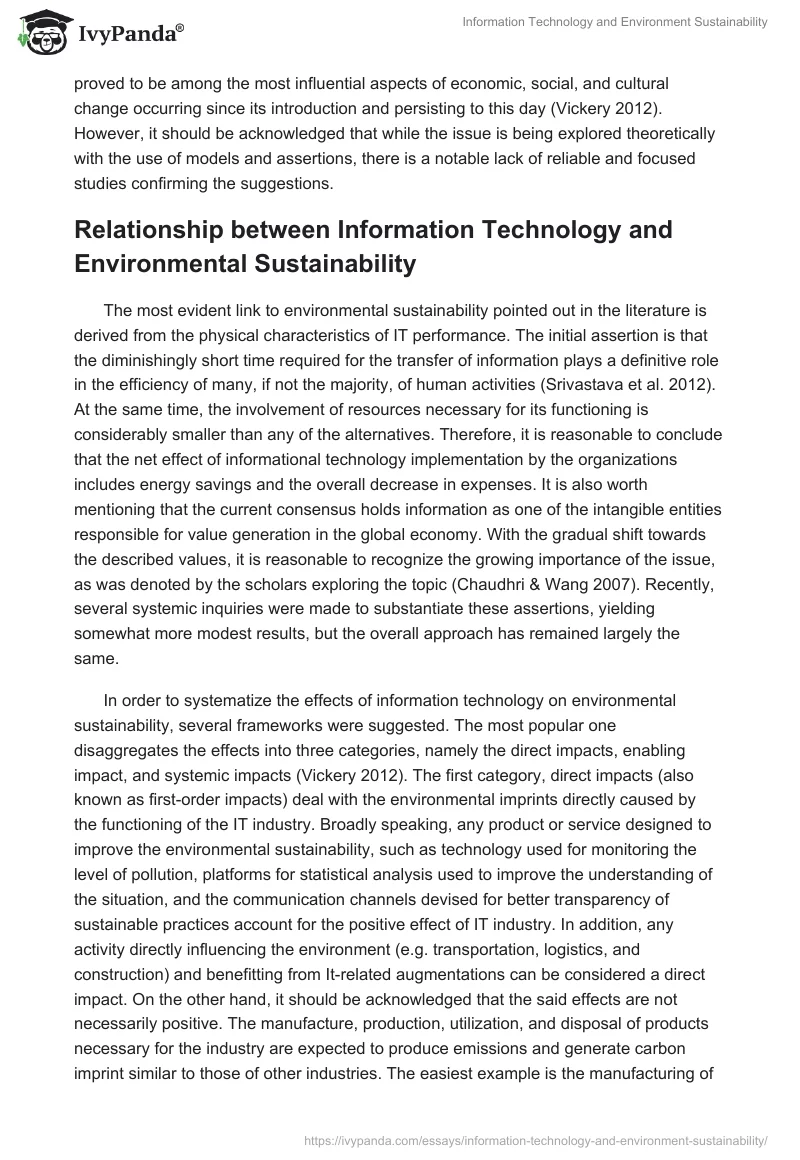 Information Technology and Environment Sustainability. Page 2