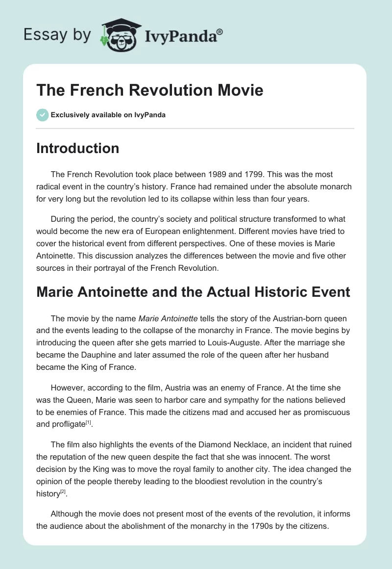 The French Revolution Movie. Page 1