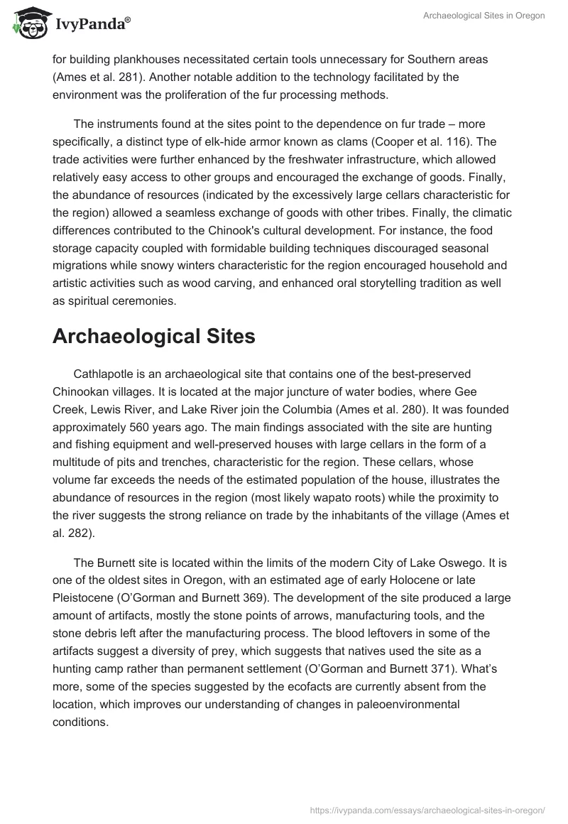 Archaeological Sites in Oregon. Page 2