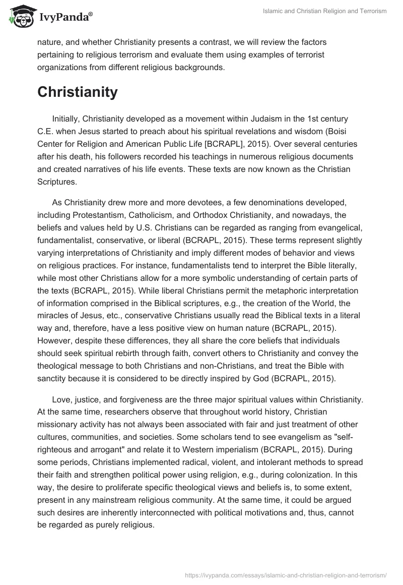 Islamic and Christian Religion and Terrorism. Page 2