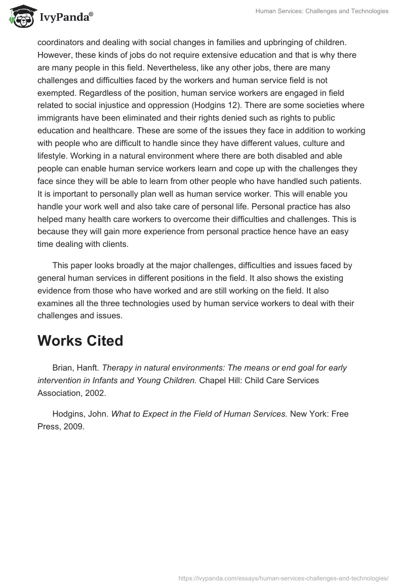 Human Services: Challenges and Technologies. Page 2