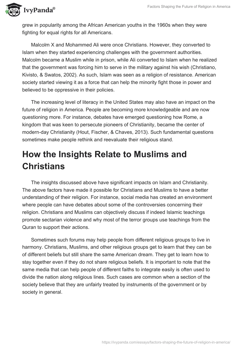 Factors Shaping the Future of Religion in America. Page 3