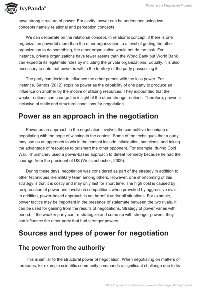 Power in the Negotiation Process. Page 2