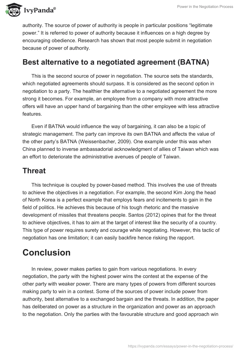 Power in the Negotiation Process. Page 3