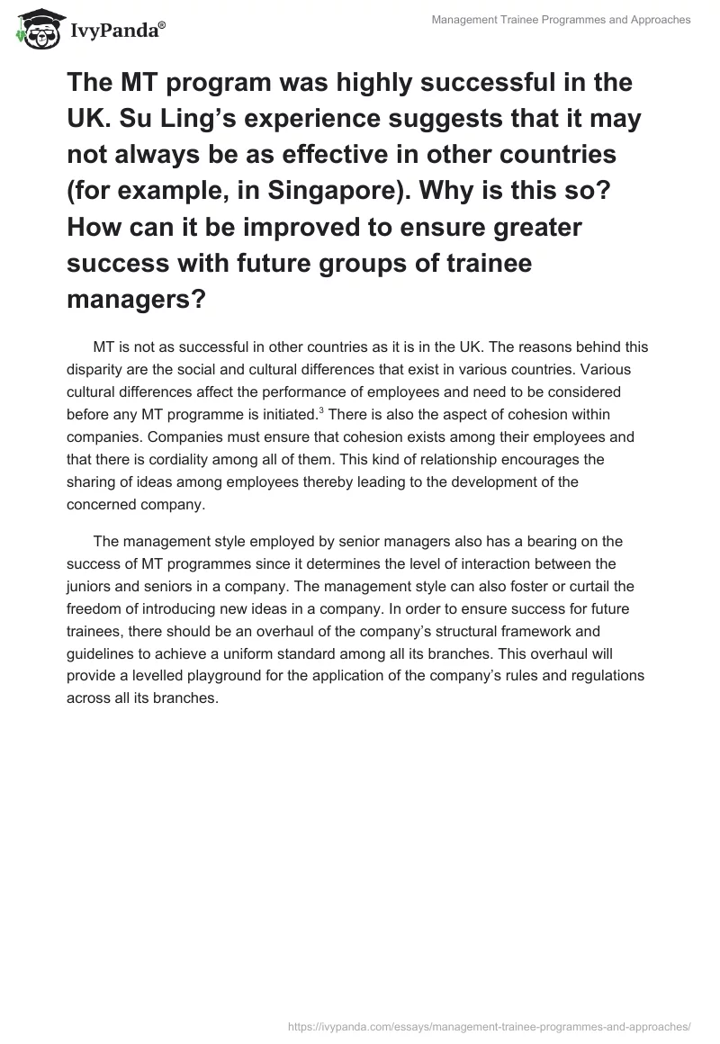 Management Trainee Programmes and Approaches. Page 4
