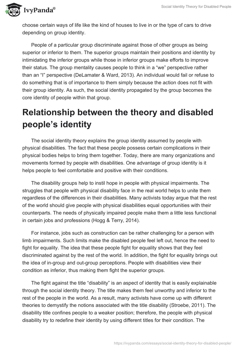 Social Identity Theory for Disabled People. Page 2