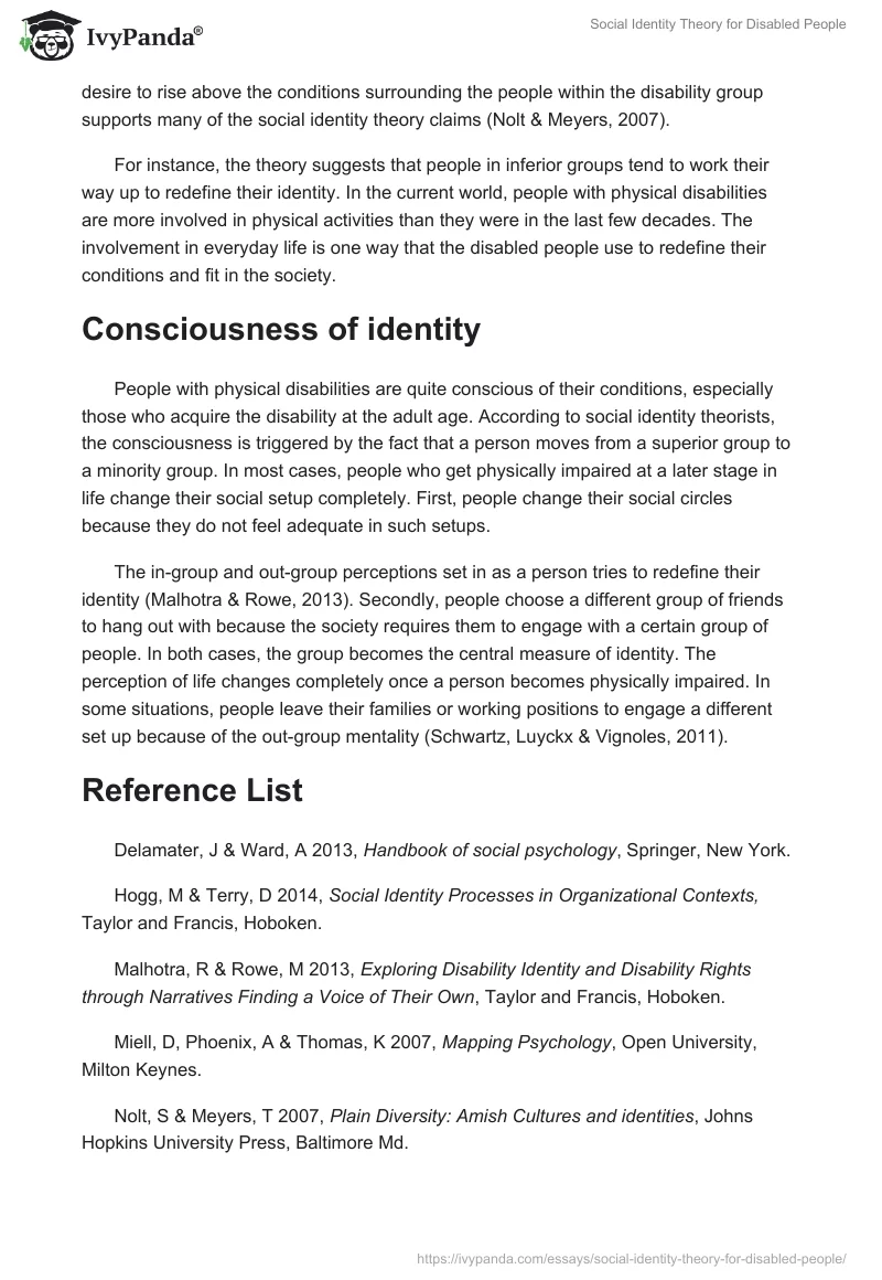 Social Identity Theory for Disabled People. Page 3