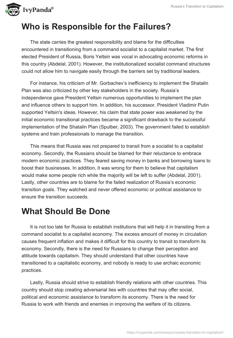 Russia’s Transition to Capitalism. Page 3