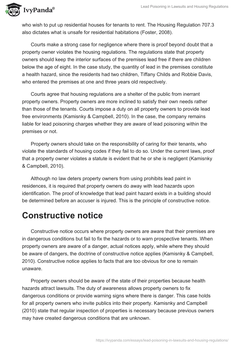 Lead Poisoning in Lawsuits and Housing Regulations. Page 2