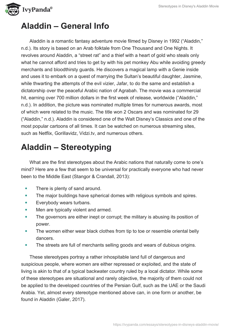Stereotypes in Disney's "Aladdin" Movie. Page 2