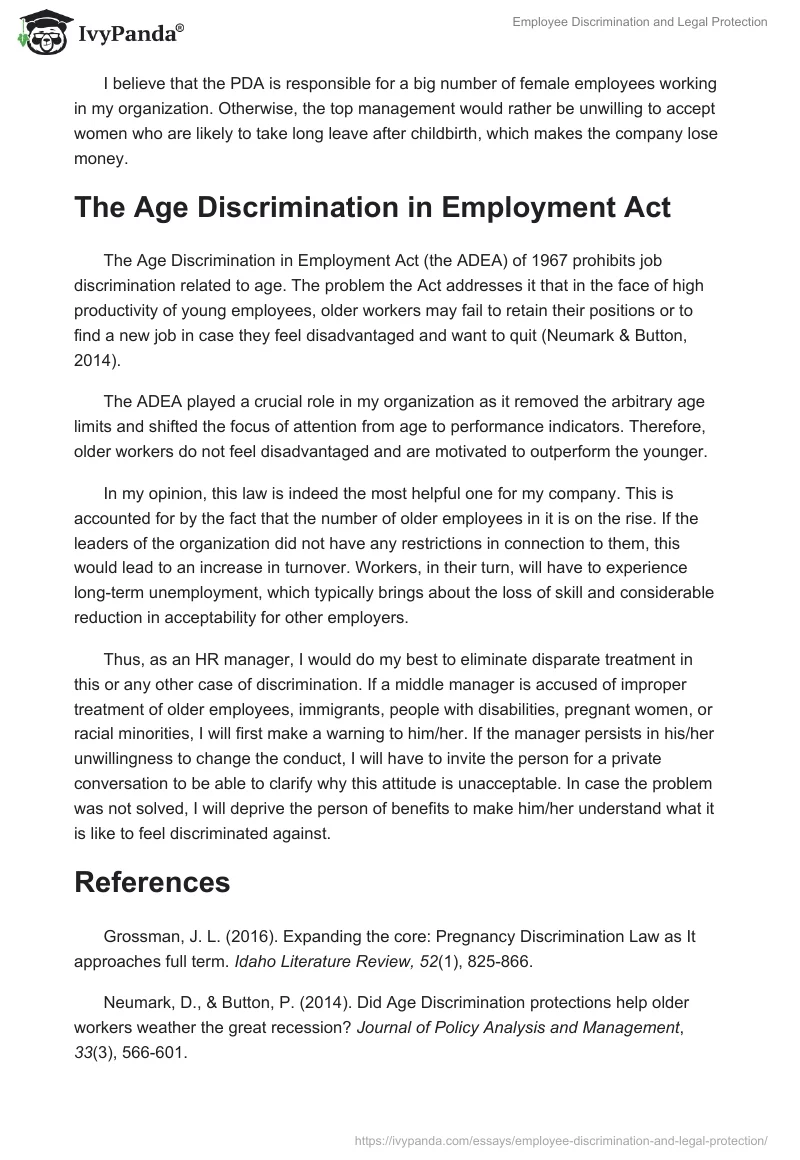 Employee Discrimination and Legal Protection. Page 2