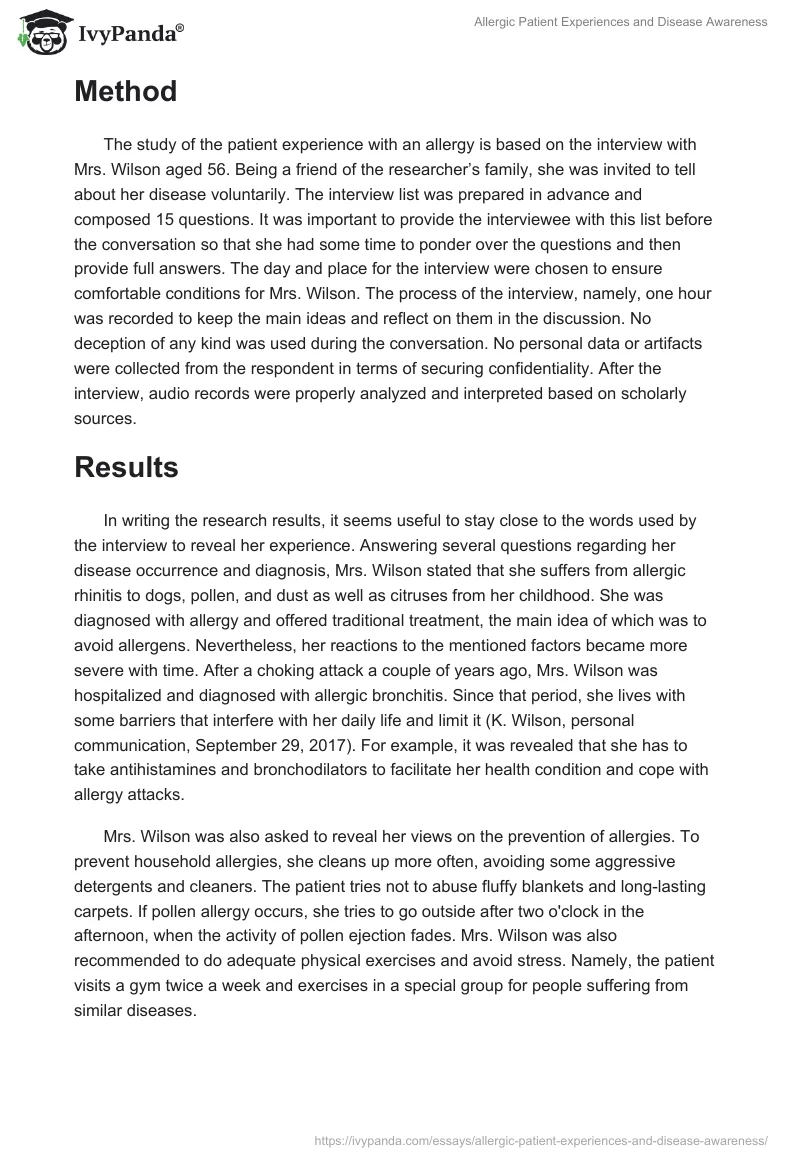 Allergic Patient Experiences and Disease Awareness. Page 2
