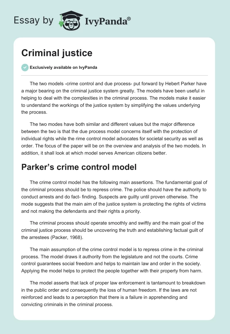 Criminal Justice. Page 1