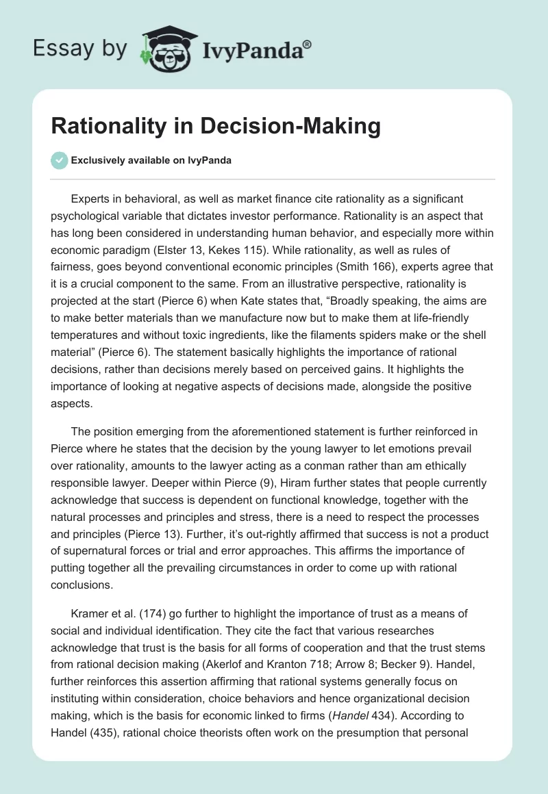 Rationality in Decision-Making. Page 1