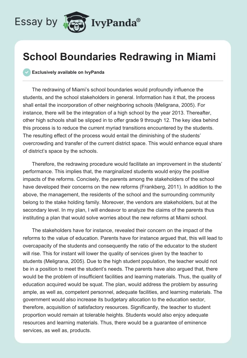 School Boundaries Redrawing in Miami. Page 1