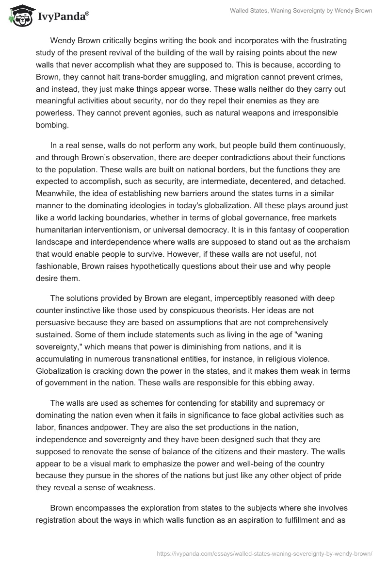 "Walled States, Waning Sovereignty" by Wendy Brown. Page 2