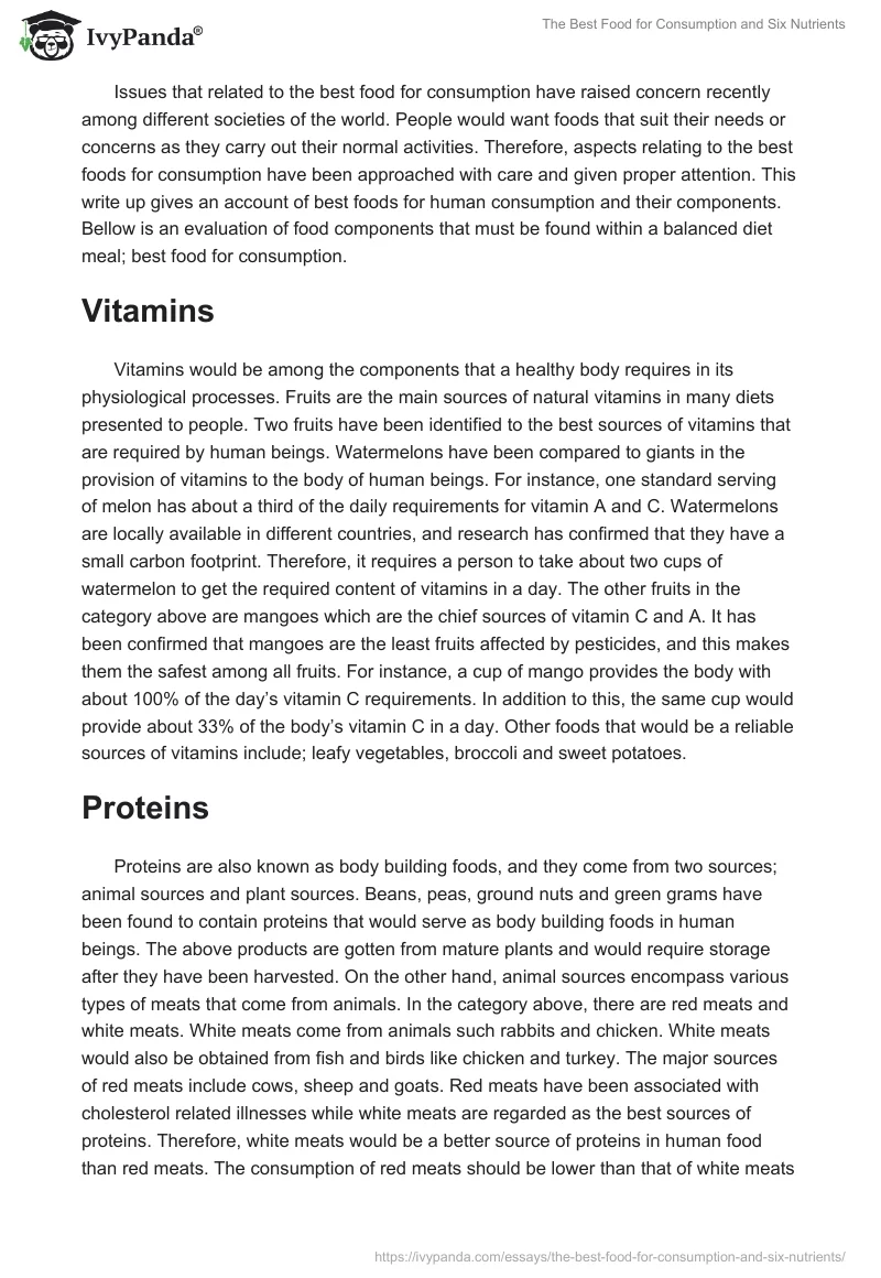 The Best Food for Consumption and Six Nutrients. Page 2