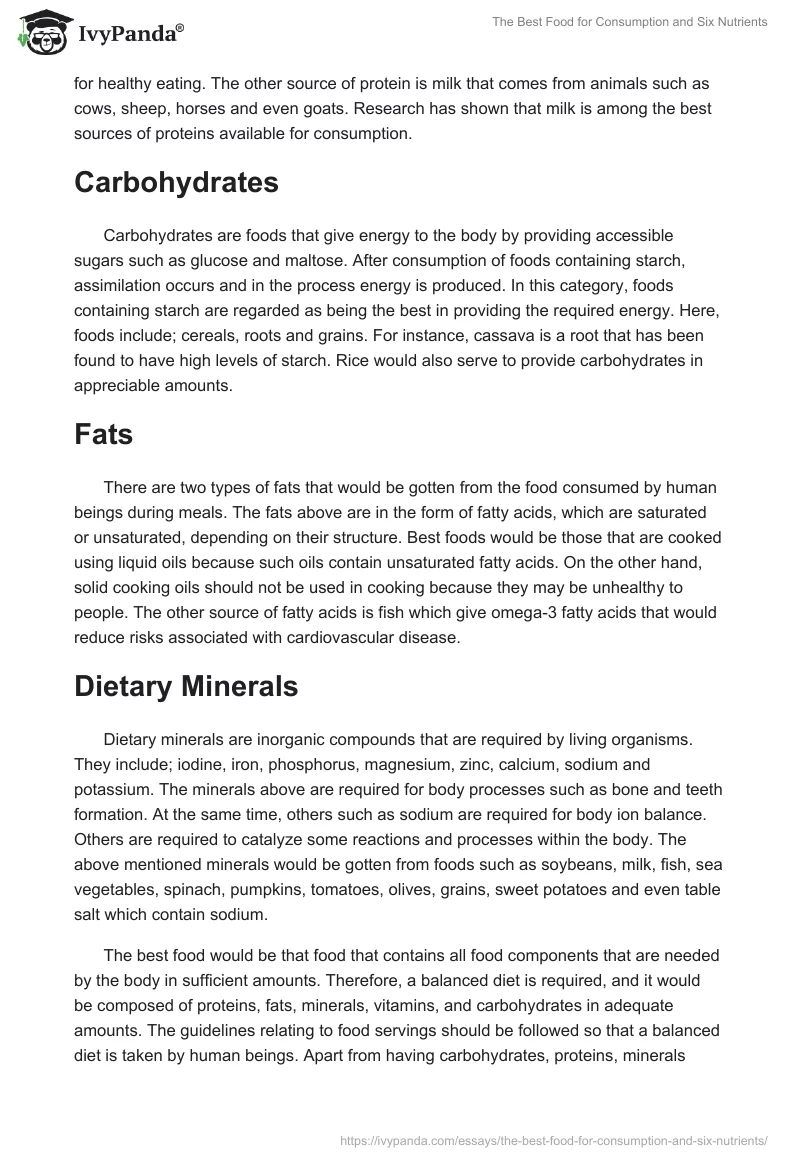The Best Food for Consumption and Six Nutrients. Page 3