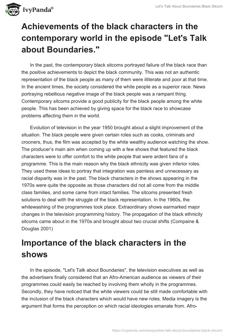 "Let’s Talk About Boundaries" Black Sitcom. Page 2