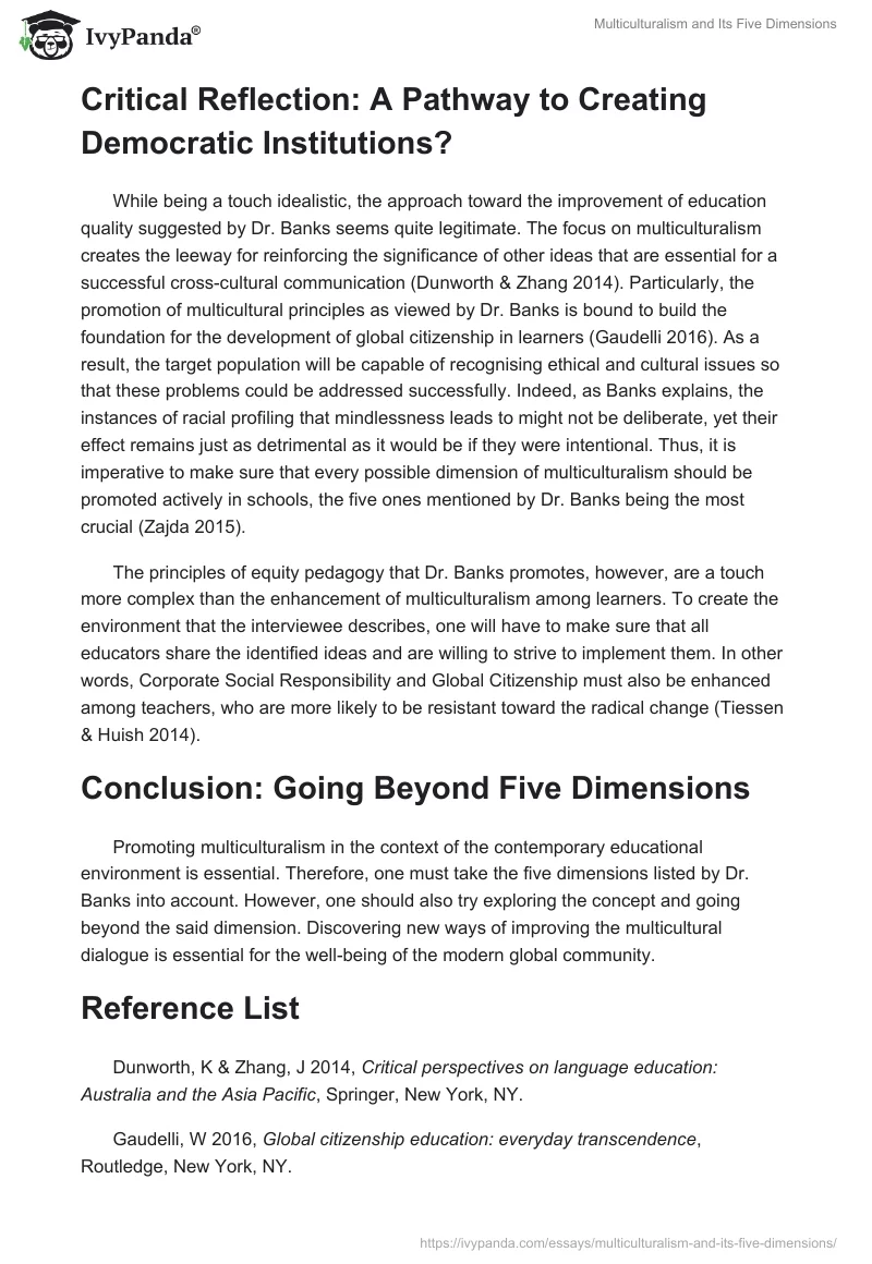 Multiculturalism and Its Five Dimensions. Page 2
