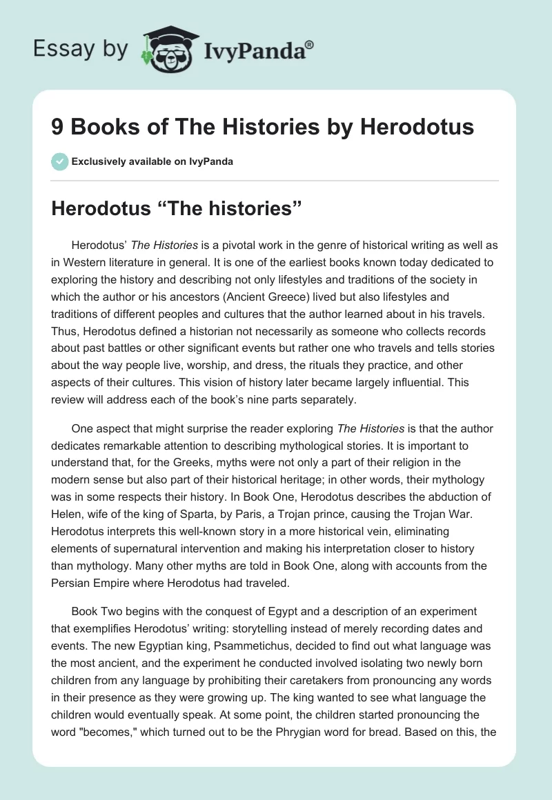 9 Books of "The Histories" by Herodotus. Page 1