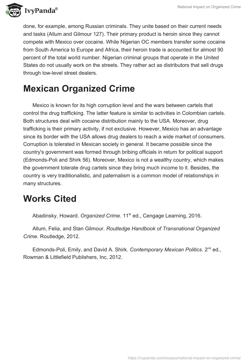 National Impact on Organized Crime. Page 2
