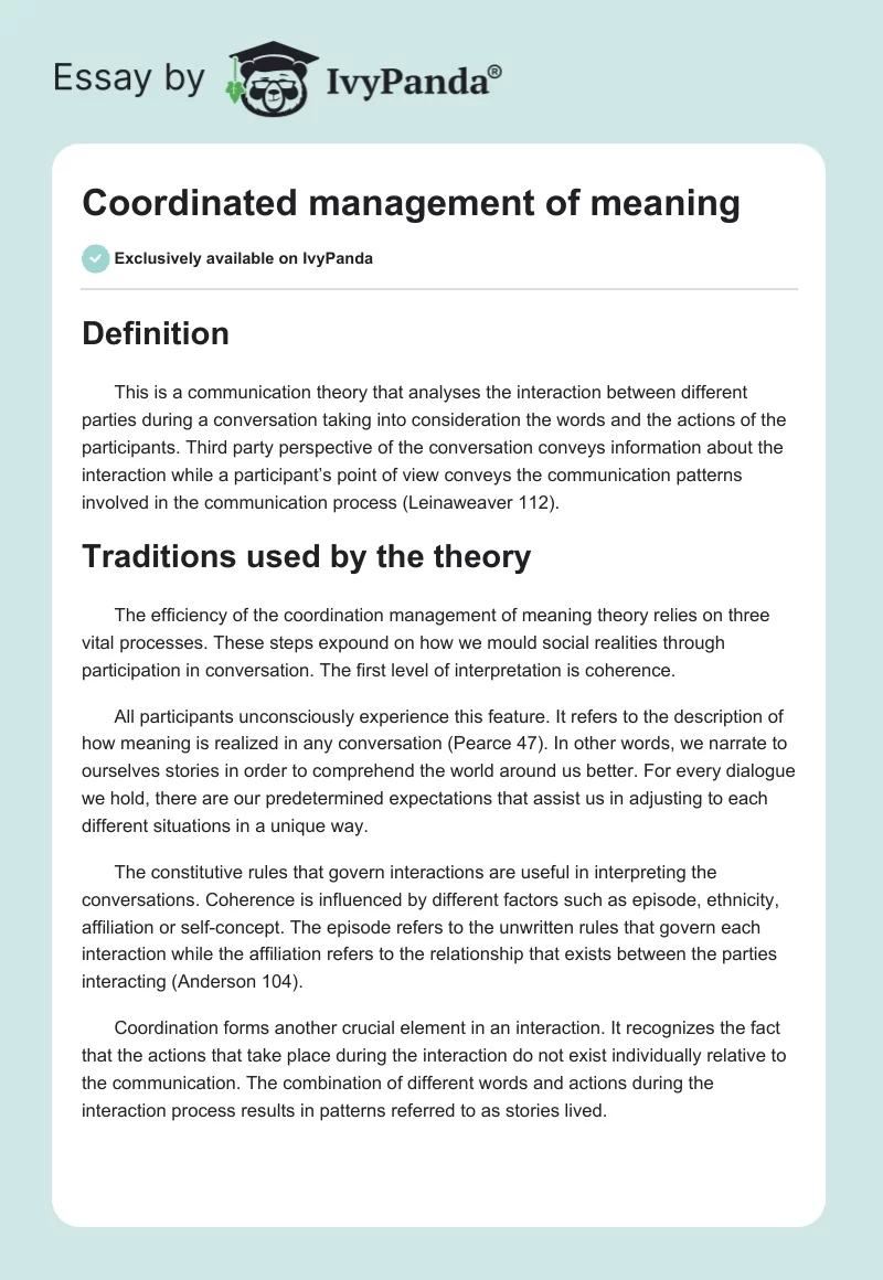 Coordinated management of meaning. Page 1
