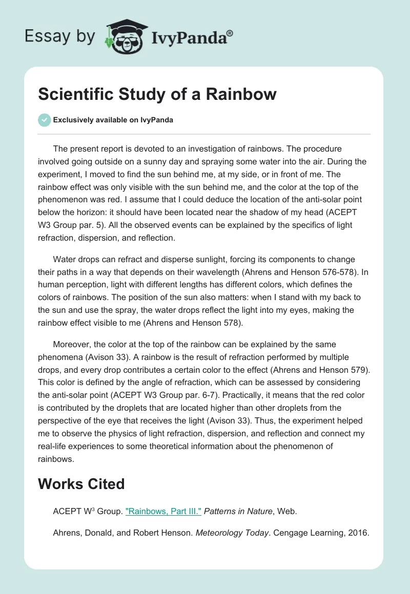 Scientific Study of a Rainbow. Page 1