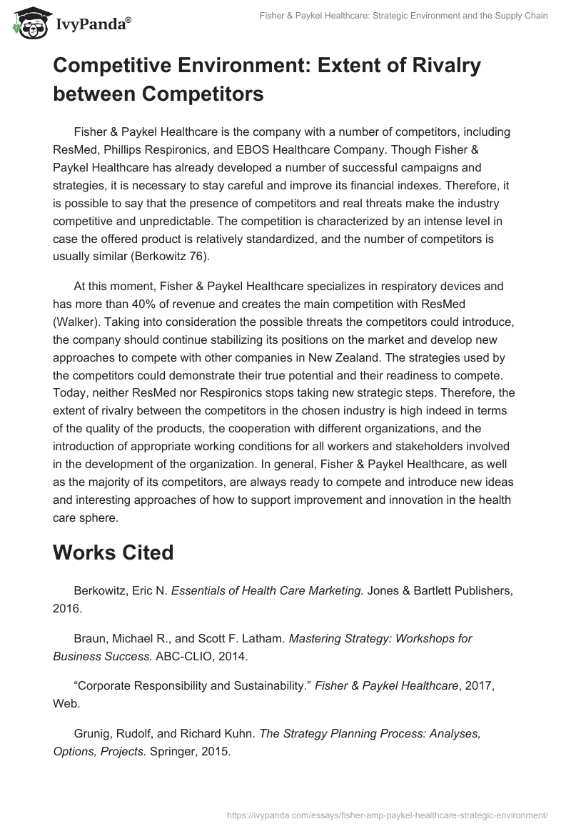 Fisher & Paykel Healthcare: Strategic Environment and the Supply Chain. Page 2