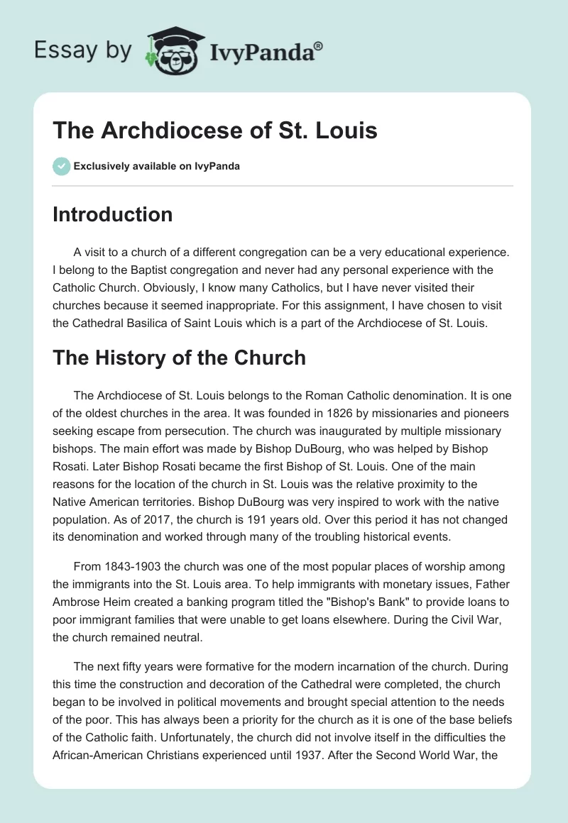The Archdiocese of St. Louis. Page 1