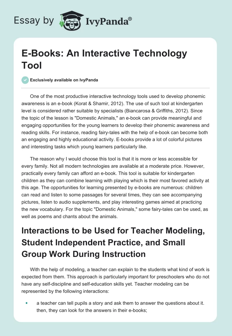 E-Books: An Interactive Technology Tool. Page 1