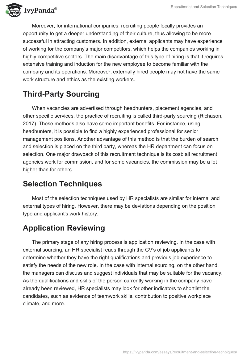 Recruitment and Selection Techniques. Page 2