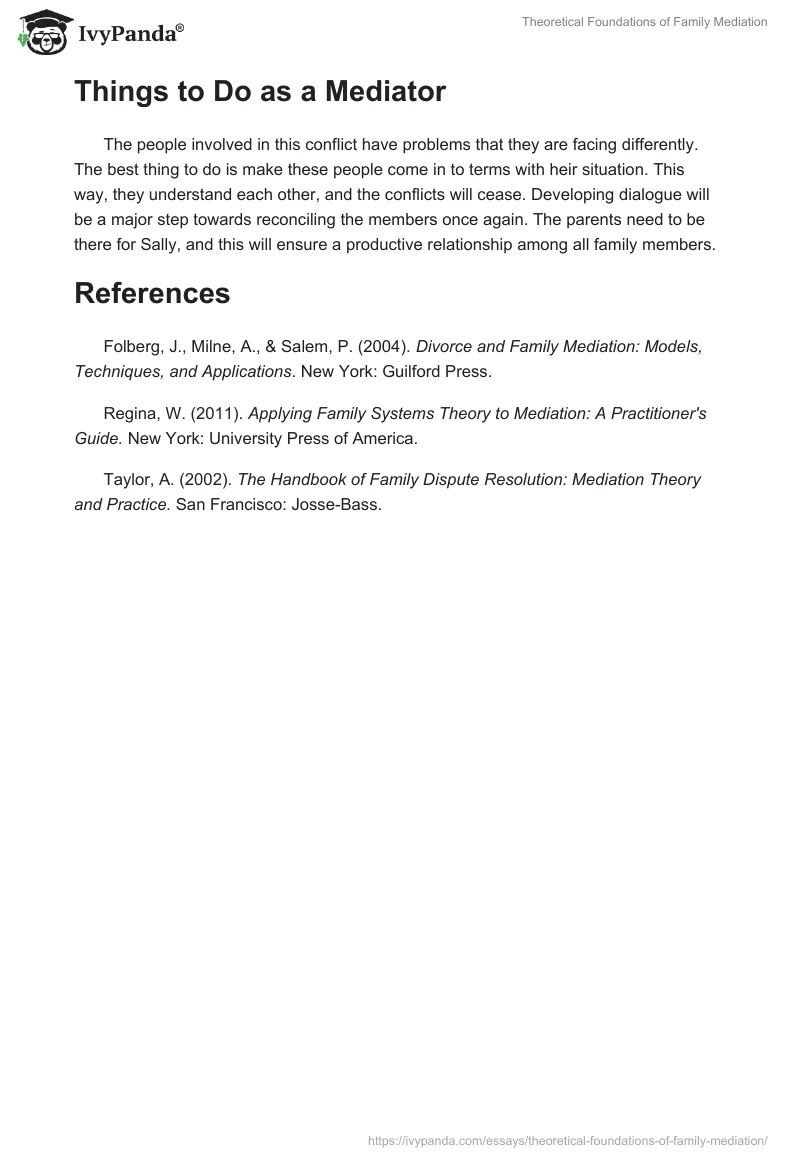 Theoretical Foundations of Family Mediation. Page 3