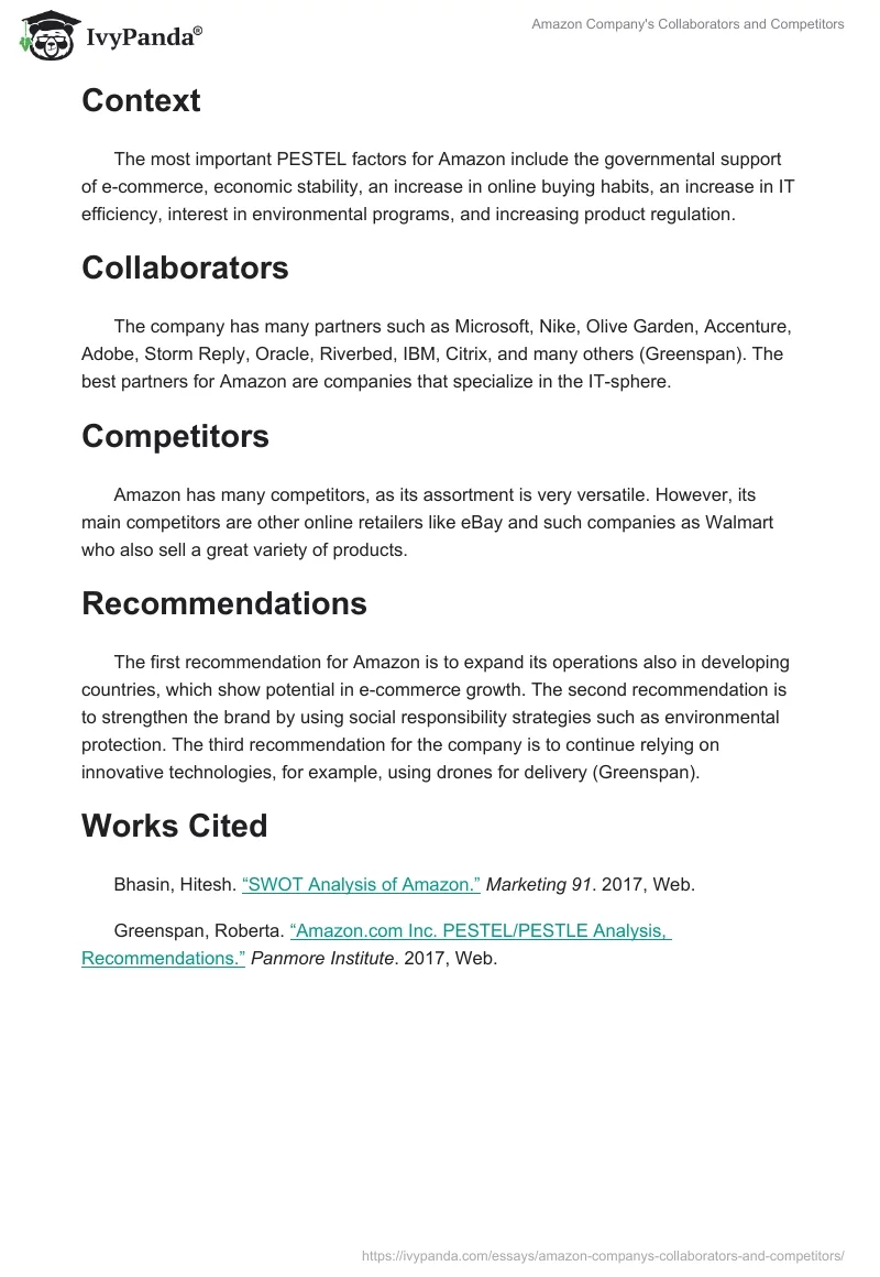 Amazon Company's Collaborators and Competitors. Page 2